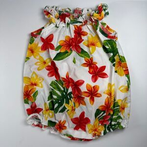 Vintage RJC Sportswear Baby Girl Romper Size 24 Month Plumeria Made in USA
